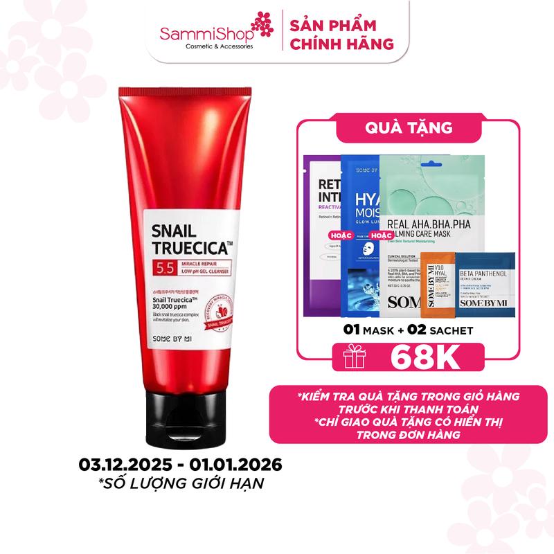 Some By Mi Sữa rửa mặt Snail Truecica Miracle Repair Low PH Gel Cleanser 100ml