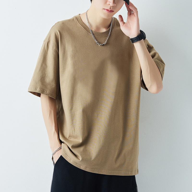 Product Introduction of EDC American Streetwear Heavyweight 230g Short Sleeve T-shirt Unisex Ins Basic Solid Color Undershirt 15