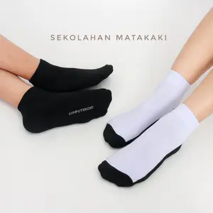 (Paket 3 & 6 Pasang) Kaos Kaki Anak Sekolah Setengah Betis Sport Hitam Putih HItam Polos Cewek Cowok Fashion