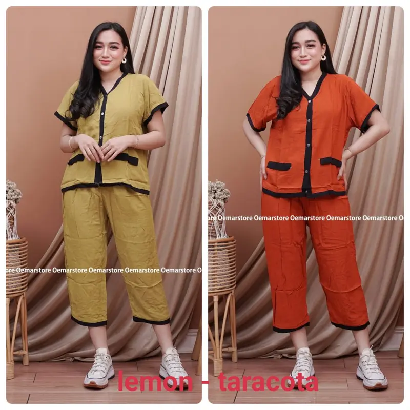 PAKET HEMAT 2 PCS 80RB one set croptop setelan wanita kekinian baju santai tangan pendek daily ootd bahan RAYON 5
