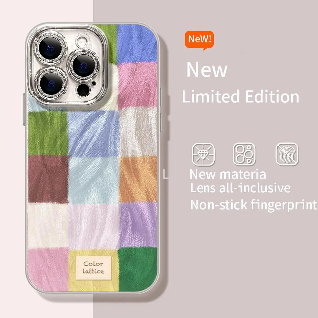 Casing Silkon TPU busur pelangi untuk iPhone 13/15 pro max 14/Xsmax/R dengan 12/11 Film Lensa Bawaan - seni rupa - Ponsel B F Cover Silikon