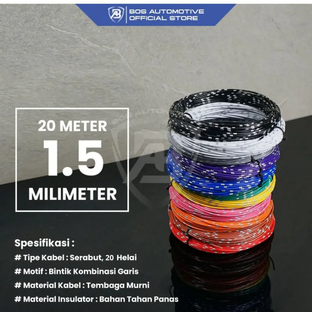 Kabel Bintik AVS 1.5MM x 20M Kabel Otomotif Body Mobil Motor Serabut Tembaga