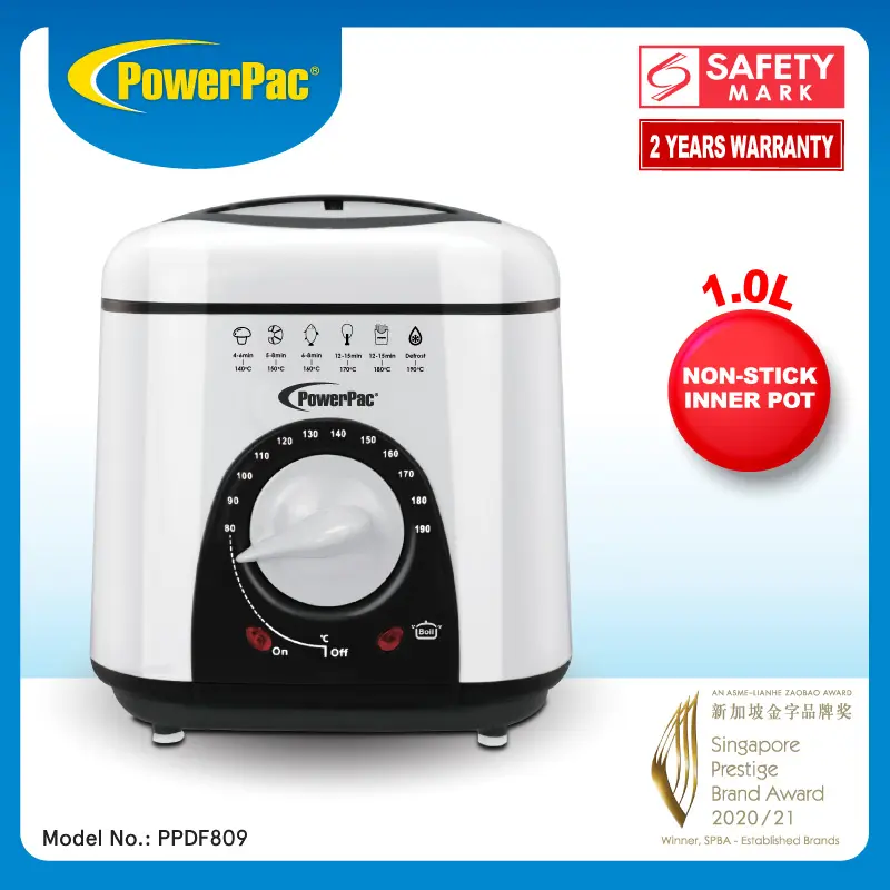 PowerPac Deep Fryer with non-stick inner pot and adjustable Thermostats (PPDF809)