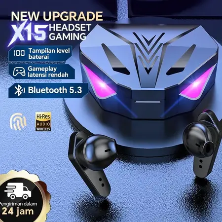 Headset Bluetooth TWS X15 COD X15 Gaming Earphone True Wireless Stereo Gaming earbud Tampilan Digital Nirkabel Bluetooth 5.3 Headset Stereo Olahraga Headphone In-Ear Tahan Air headset  full handsfree device 0
