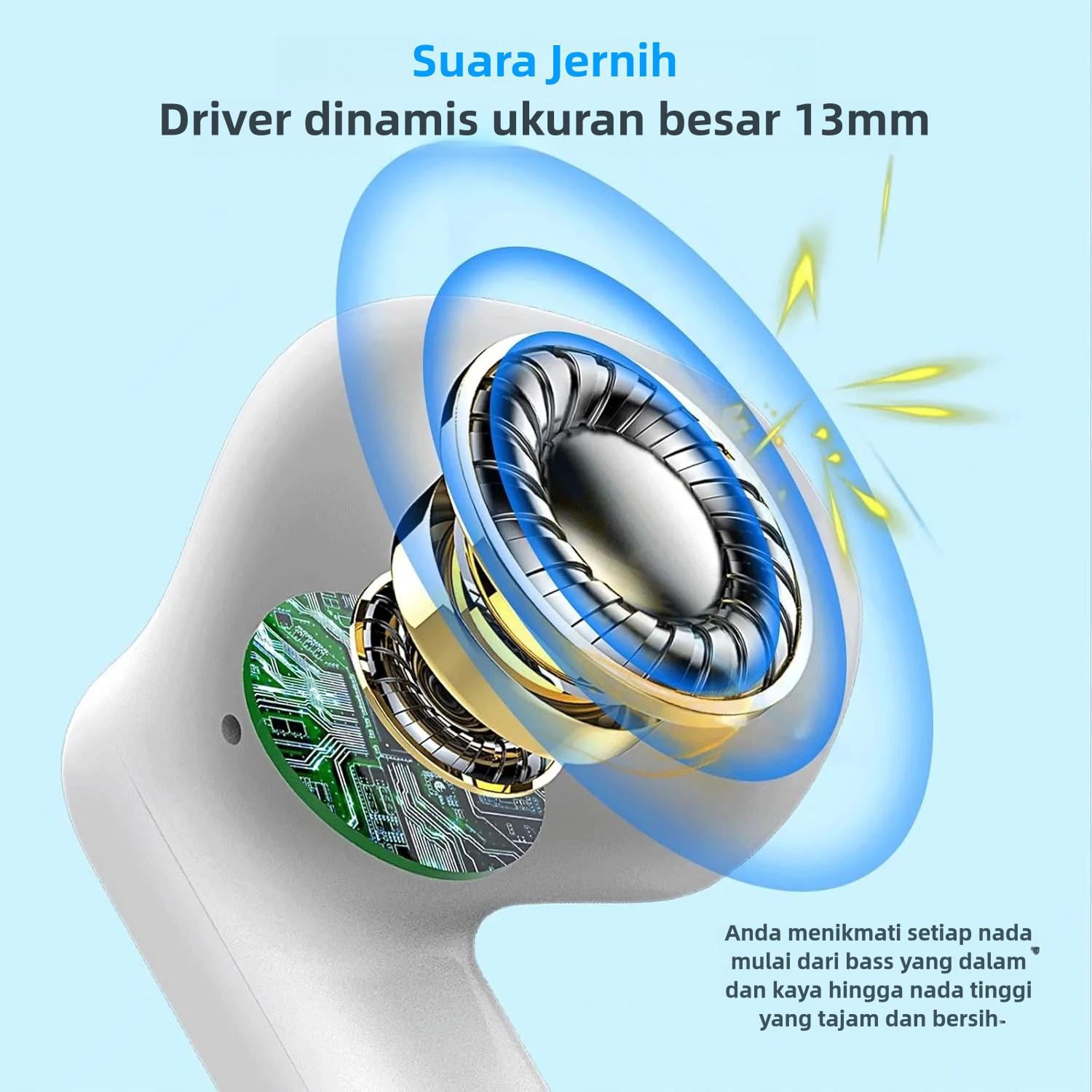 GreatWall PHANTOM T7 Earphone Bluetooth Nirkabel True Wireless, Anti Air Dalam, Baterai Tahan Lama, TWS, Suara Bass Kuat, Audio Surround 3D, Peredam Suara Cerdas, Gaming Kompetitif, Mendukung Panggilan, Musik, Olahraga, Earphone Bluetooth Nirkabel