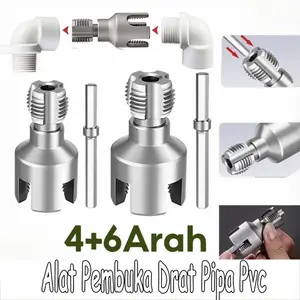 Alat ulir pipa, pembuka ulir internal dan eksternal terintegrasi, alat lubang dalam pipa leleh panas PPR, kit ulir 4 titik dan 6 titik, distributor pipa air satu alat,6 sisipan ulir, pembagi lubang.