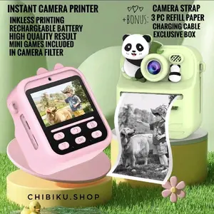 Kamera Print Anak Kamera Printer Instan Pocket Instant Print Anak Digital Pencetak Foto Hitam Putih Video Games Dan Filter Kamera 48MP FHD Rechargeable Bonus Dan Box