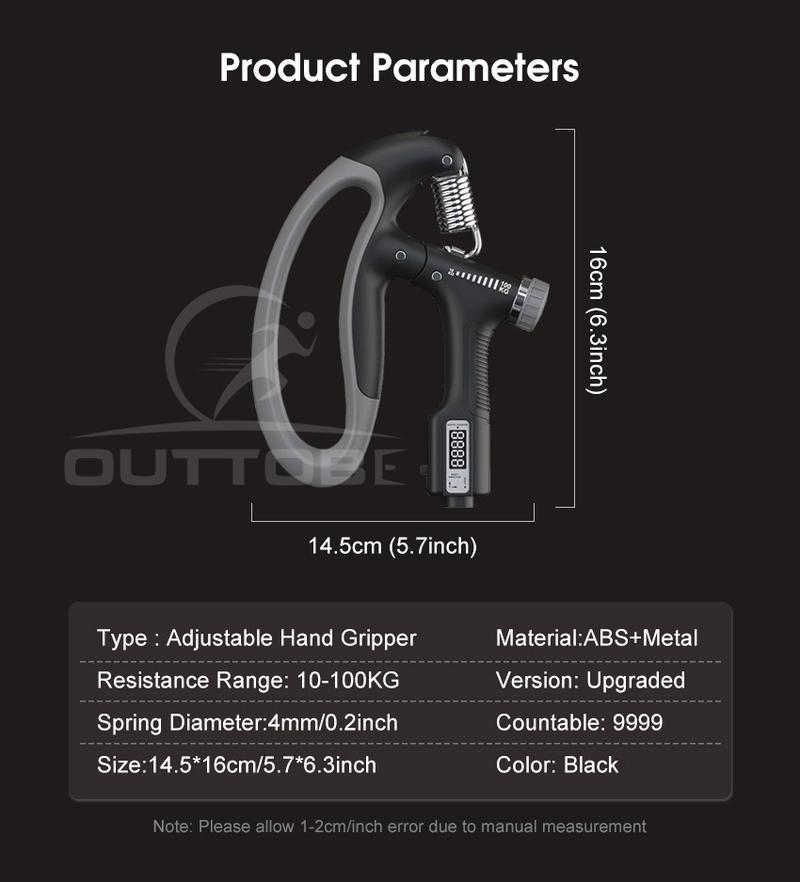 Product Introduction of Outtobe Hand Gripper 10-100KG Adjustable Exerciser Grip Strength Trainer Automatic Counting Fingers Wrist Forearm Exerciser Workout Fitness Tool Exercise Equipment 5