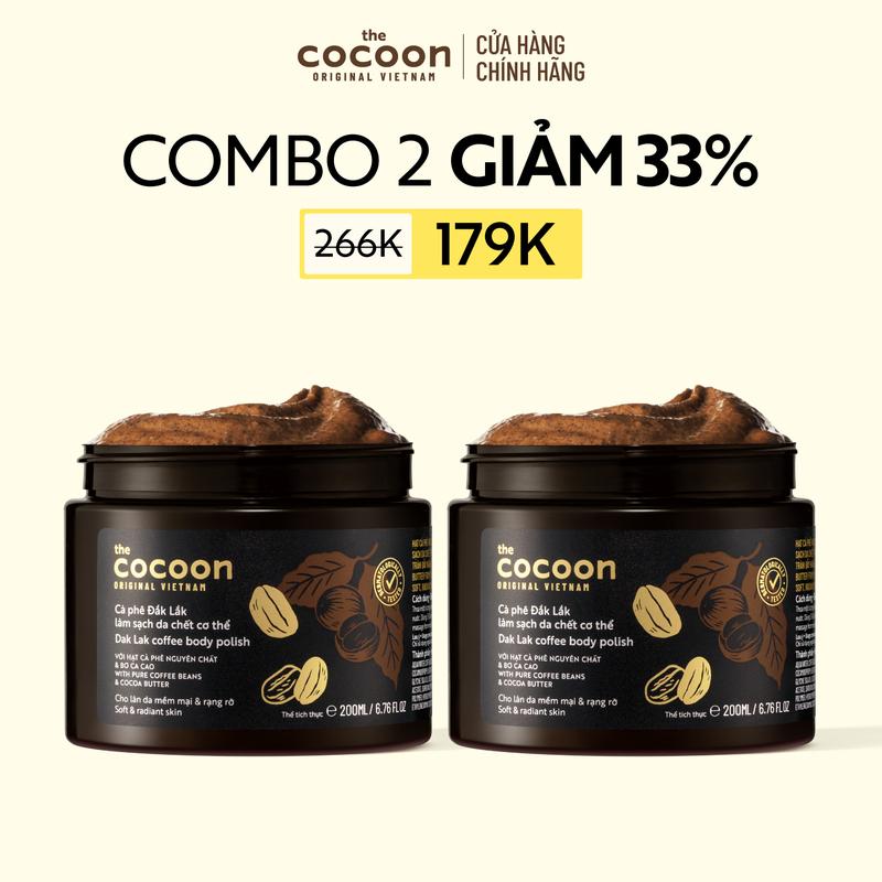 Combo 2 Tẩy da chết cơ thể cà phê Đắk Lắk Cocoon cho làn da mềm mại và rạng rỡ…