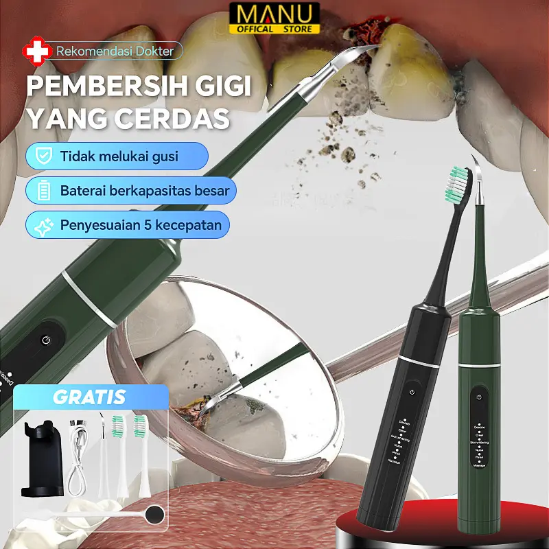Electric Toothbrush Alat pembersih karang gigi sendiri Cerdas Ultrasonic Scaling Menghilangkan plak karang gigi Pembersih gigi elektrik 2 IN 1 Tool Dental Scaler Ultrasonic Toothbrush Portable / Tartar Remover Tool / Tooth Cleane /Alat Pembersih Plak Gigi 0
