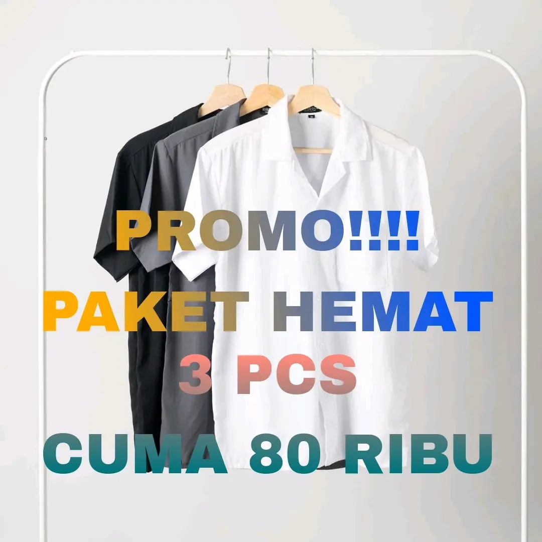 PROMO!!!! PAKET HEMAT 3PCS CUMAN 80RBU KEMEJA HAWAI POLOS V-Neck baju atasan oversize katun pria Surfing Distro Cowok Casual Kerah Santai Pendek