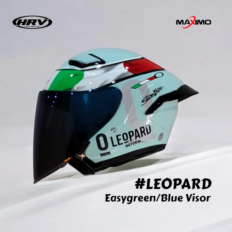 Helm HRV Maximo Motif Leopard Half Face SNI Motocycle Paket Ganteng helmpaket  ganteng visor  iridium helmsni 0