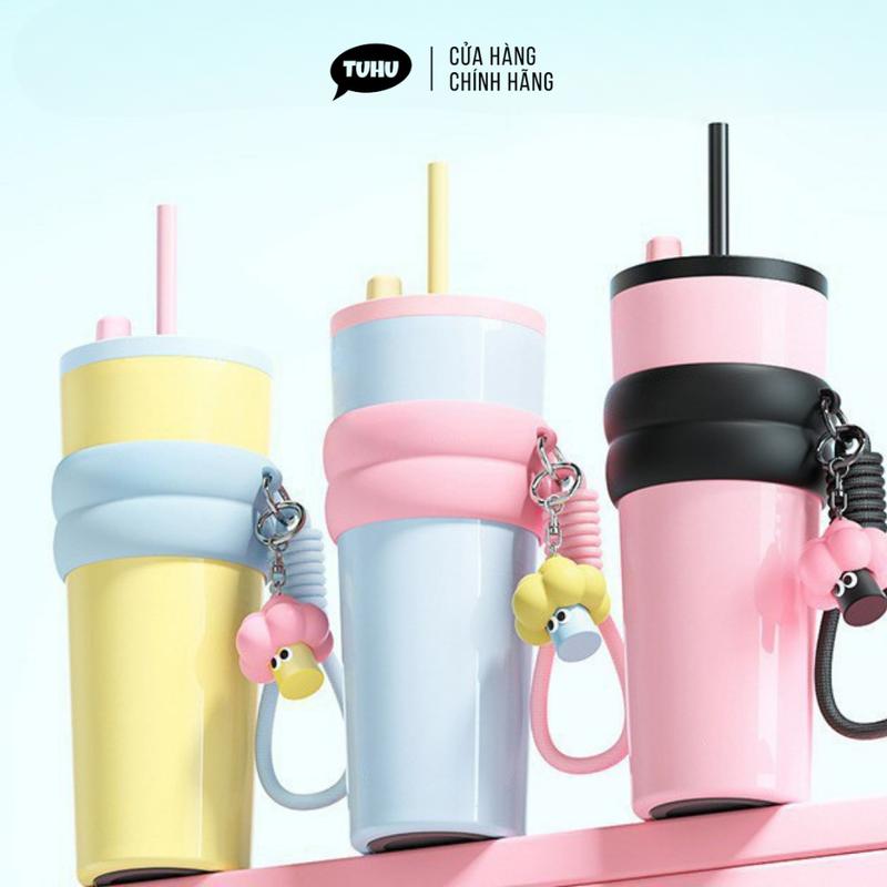 [ĐỘC QUYỀN VINHBANHBO] Ly giữ nhiệt khắc tên Fun 710ml có ống hút, ly giữ nhiệt nóng lạnh inox 316 cao cấp có quai xách tiện lợi – TUHUHOUSE