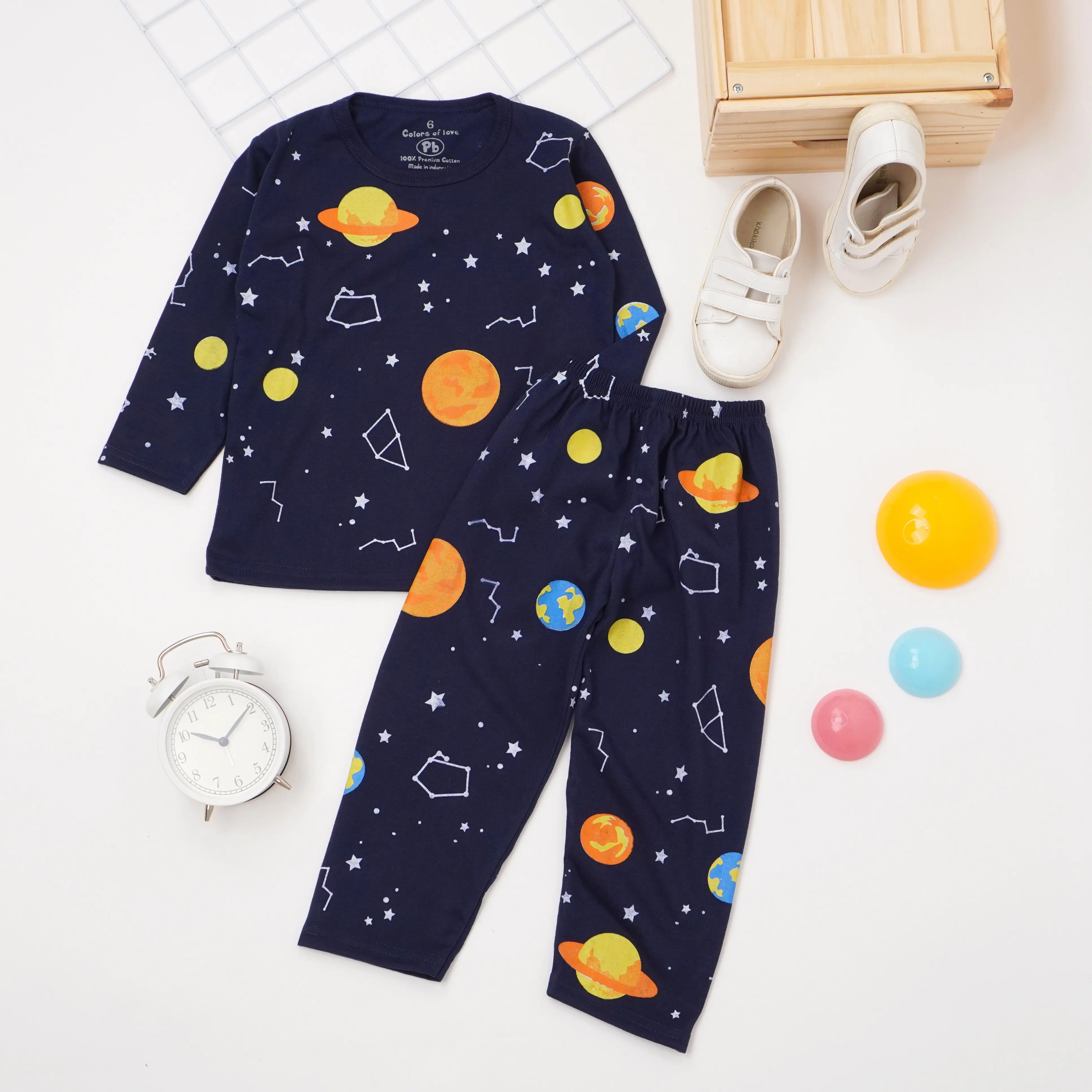 Peachbello Baju Piyama Anak Motif Solar System Fashion