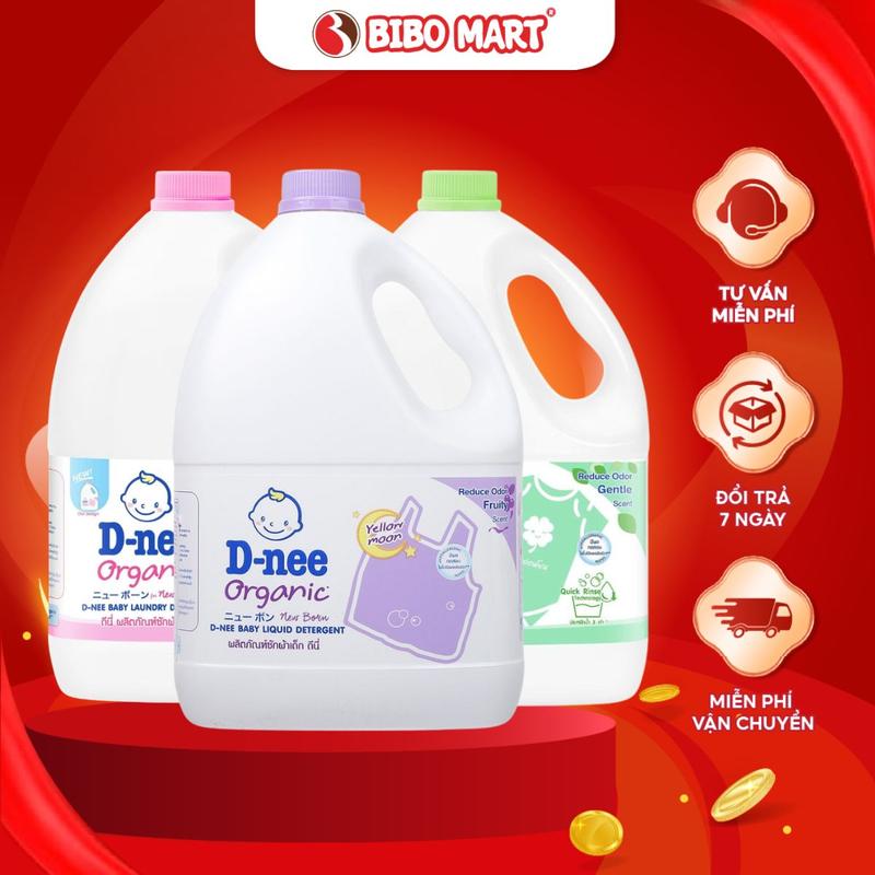 Nước Giặt Quần Áo Cho Bé Dnee 2,8L Nước Giặt Xả Thơm Nhẹ Dịu An Toàn Cho Làn Da Trẻ Em Sơ Sinh Chính Hãng - Bibo Mart