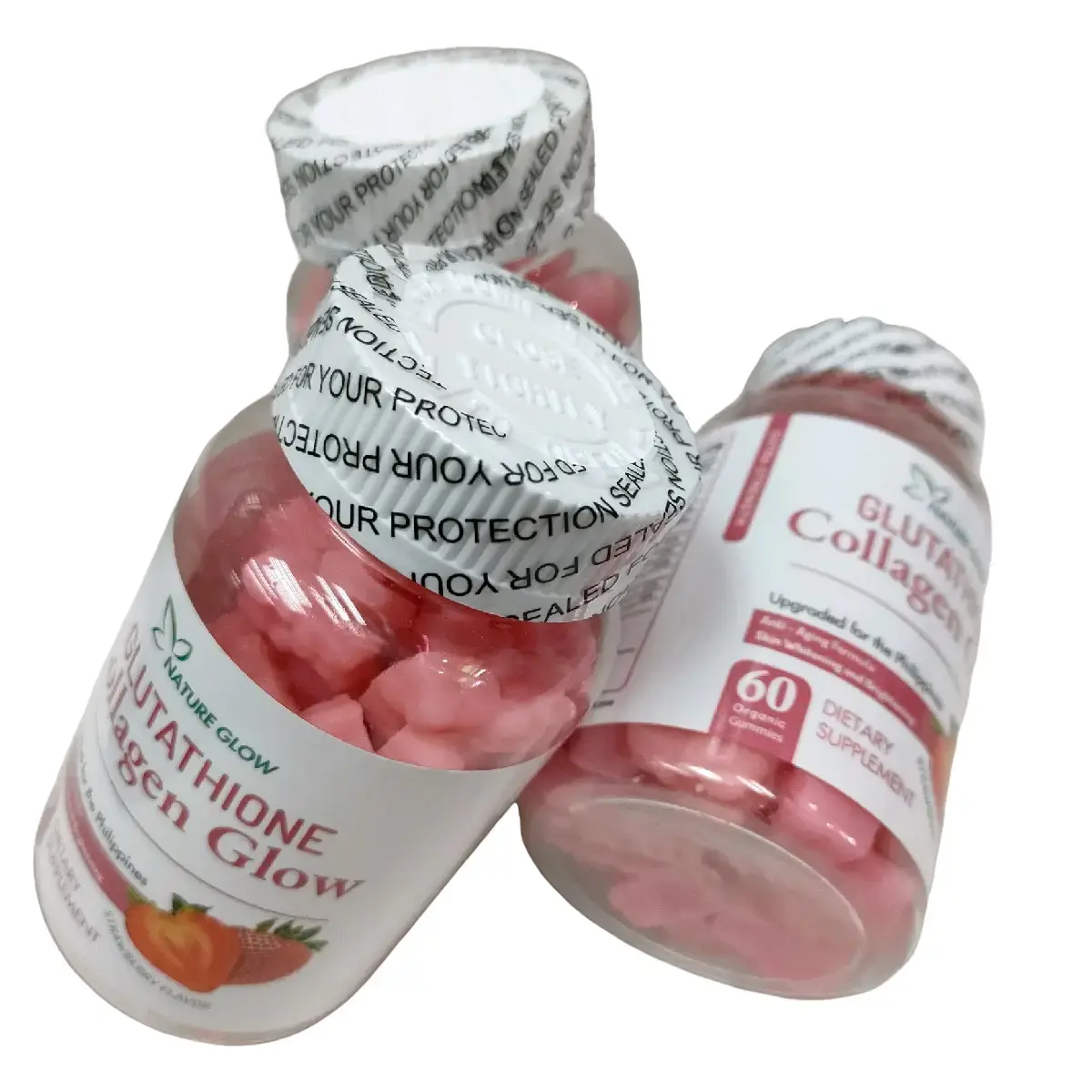 NATURE glow.glutathione collagen glow anti-aging formula skin whitening and brightening 60 organic gummies