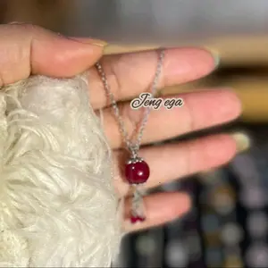 kalung ruby Madagaskar Afrika,  bergaya modis dan elegan size 16-19.