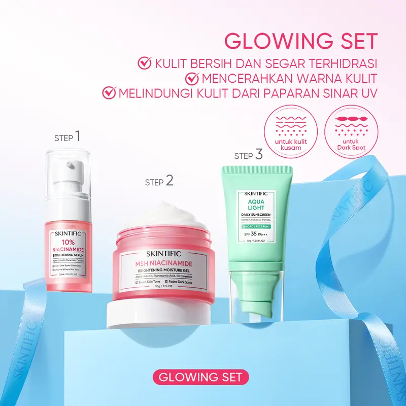 Skintific 3pcs Skincare Set Serum + Moisturizer + Sunscreen / Anti Dark Spot Set / Retinol Set / Peeling Set / Glowing Set / Acne Set / Repair Barrier Set 2