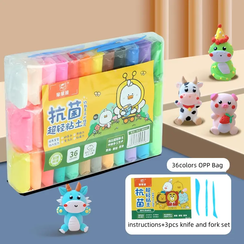 Wholesale 36Colors Plasticine Modeling Clay Air Dry Diy Ultra Light Clay Soft Magic Plasticine Craft Toy With Tools