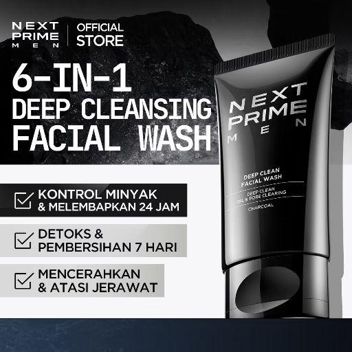[bundle 2 in 1] Next Prime Men Combo Facial Wash - Day Brightening & Night Deep Clean - Sabun Wajah Pria untuk Kulit Cerah dan Bersih