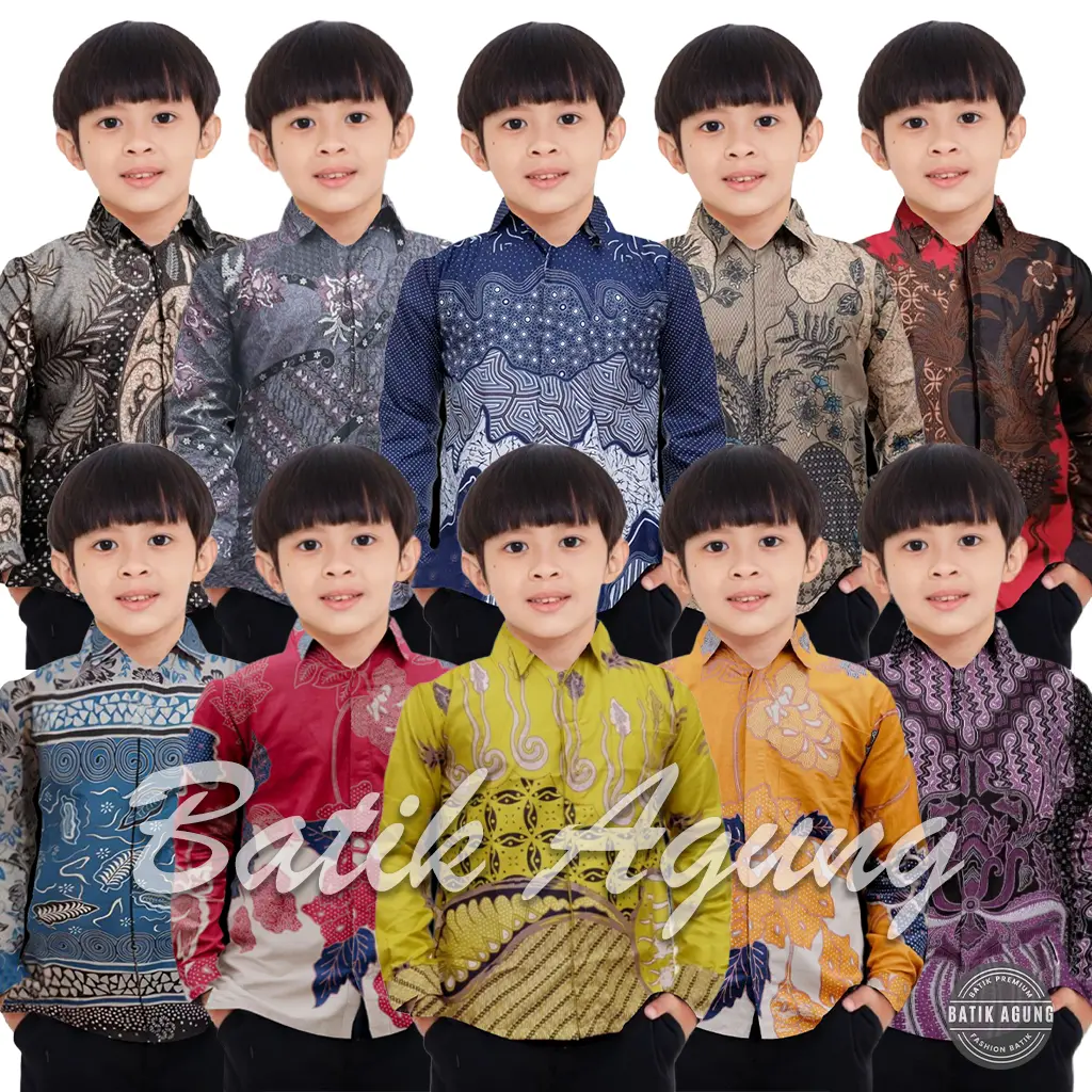 Kemeja Batik Anak Laki-Laki Umur 2-13 Tahun Lengan Panjang Murah Modern Premium - Baju Batik Anak Lengan Panjang Usia 2-13 Tahun Kemeja Formal Pesta Anak Cowok Laki Laki Katun Modern Terbaru Kekinian