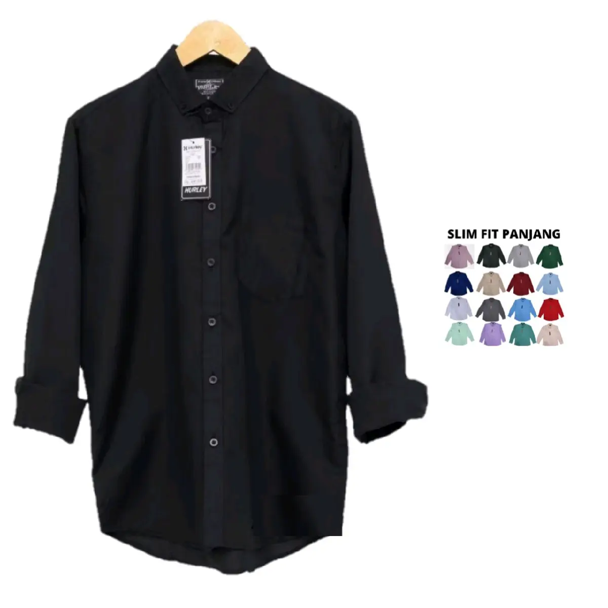 Kemeja Pria Cowok Polos Tangan Lengan Panjang Slimfit Casual Kantoran Murah