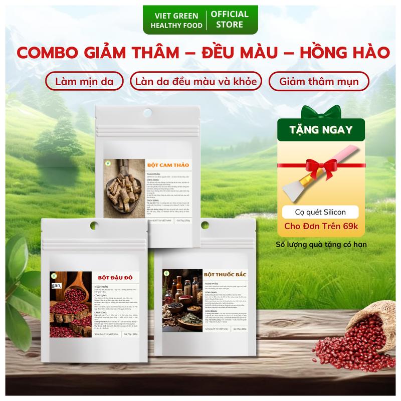 Combo Bột Giảm thâm ,Dưỡng Trắng Giúp Da Mềm Mịn Trắng Sáng Tự Nhiên Chiết Suất Thiên Nhiên An Toàn Sử Dụng 0