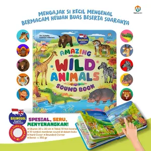 [READY STOK] Soundbook Amazing Wild Animals - 10 Jenis Hewan Liar - Boardbook Anak - Gratis 3 Baterai - Buku Interaktif Hardcover