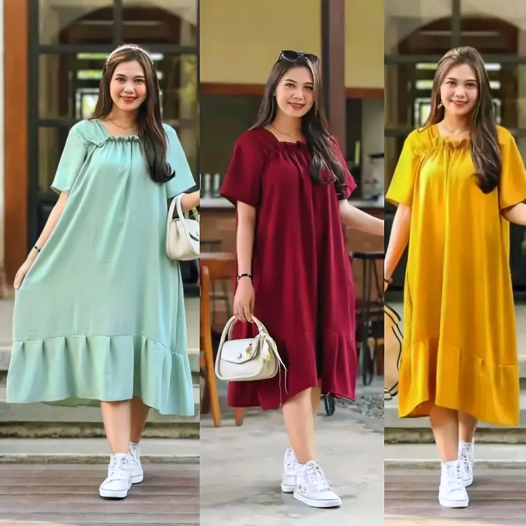 Daster Fuji Terbaru Murah Dengan Paket Hemat 100rb Dapat 3 pcs Bahan Crinkle Airflow Premium Daster Dress Wanita  Kain Nyaman Buat  Tidur dan  Santai Tidak  Busui Lengan  Pendek Lembut Cantik