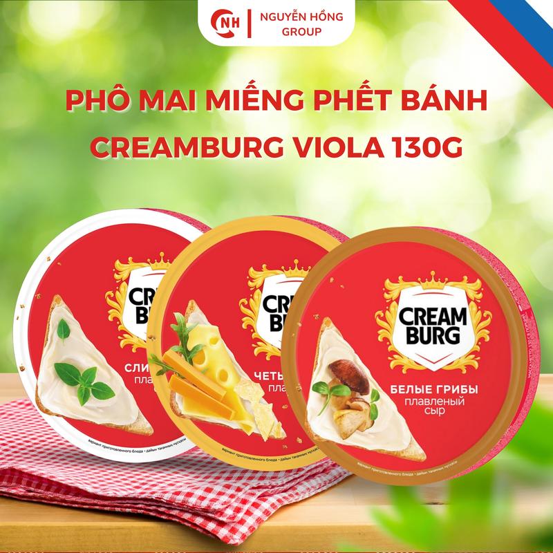 Phô mai miếng phết bánh Creamburg Viola 130g nhập khẩu Nga phomai miếng phômai hunkhói phô mai con bò cười hun khói phô mai thuc pham nhap khau