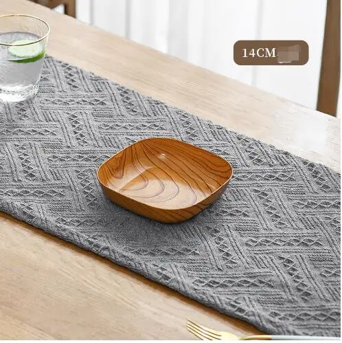 Bộ Đồ Ăn Gia Đình, Đĩa Vuông Có Đế, Thiết Kế Bằng Nhựa Và Gỗ, Đồ Dùng Cần Thiết Hàng Ngày, Đĩa Plato Saucer Platito, In Đồ Ăn Nhẹ Vuông, Thích Hợp Để Bàn Ăn Gia Đình 4