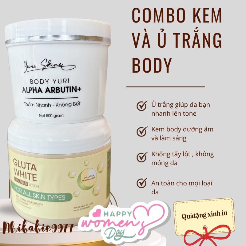 COMBO S4 DƯỠNG TRẮNG MẠNH KHÔNG TẨY PHỤC HỒI NÂNG TONE TRẮNG MỊN - KEM BODY MILK 500Gram và Kem Ủ Trắn GLU 600gram