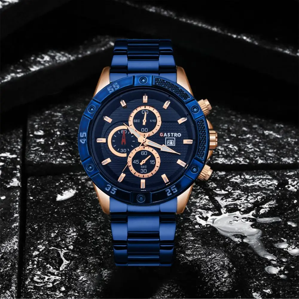 Gastro Jam Tangan Pria 11595 Rantai Stainless Steel Water Resistant 3 ATM