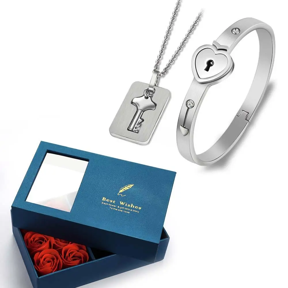 Set gelang dan rantai pasangan, kunci dan kunci, hadiah ulang tahun romantis untuk lelaki dan wanita, banyak