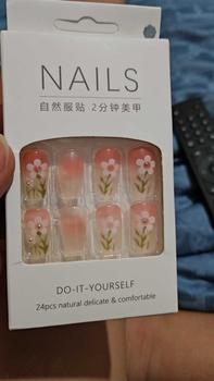 Product Review of 24pcs Long Ballerina Fake Nails Leopard French Red Edge Rose Flower Full Cover Press on Nails DIY Detachable from J**n 0