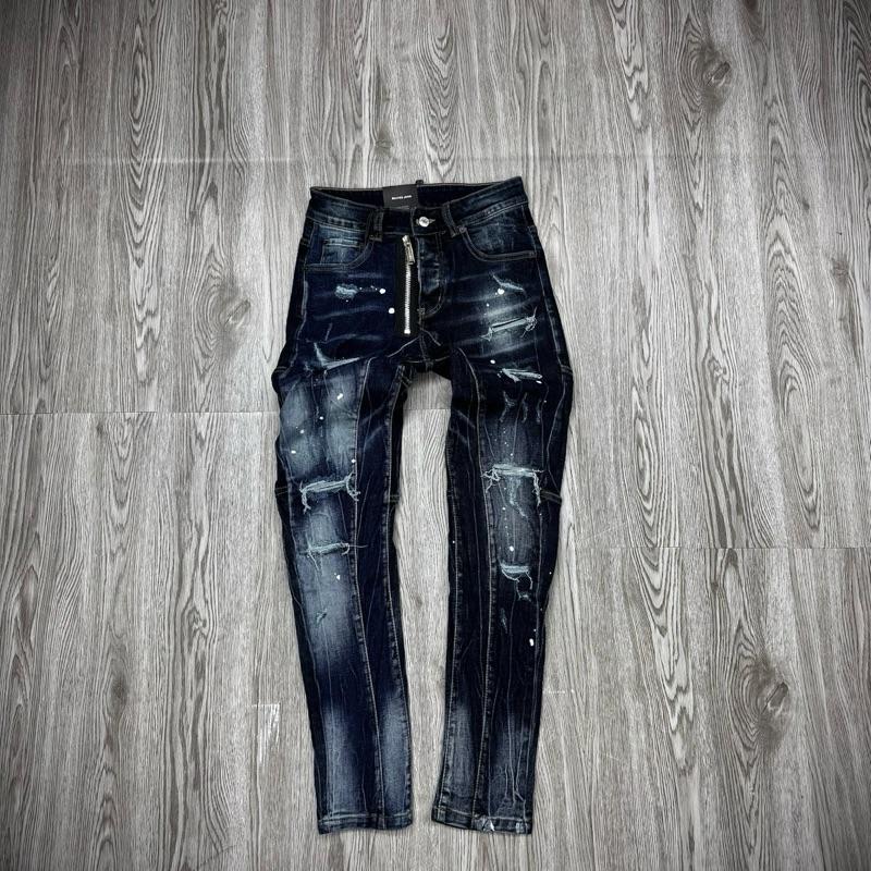  Quần Jean Mã D-16 Xanh Rách Nhiều 4 Cúc Loại 1   Túi Bò+Cúc Dự Phòng+Khoá To  