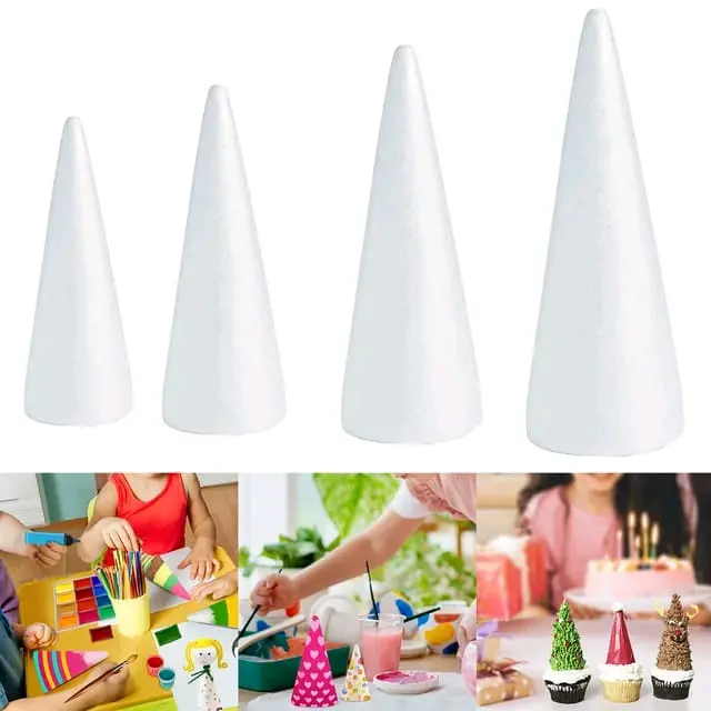 Styrofoam kerucut diameter 15 cm tinggi 15 sampai 40 cm