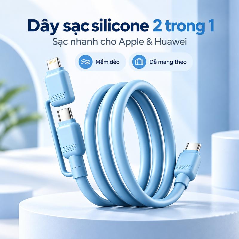 Cáp sạc siêu nhanh 2 trong 1 tương thích với cáp Type-C dành cho các thiết bị iPhone capsac