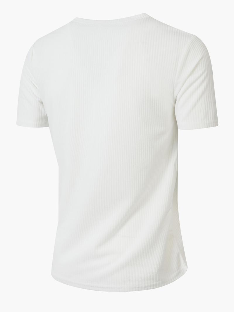 Product Introduction of Men's Vertical Striped V-Neck T-Shirt Pocket Solid Color Casual Fashion Teen, Quick Dry, Breathable and Wearable on Hot Days, Solid Color T-Shirt Sophisticated and Simple 12