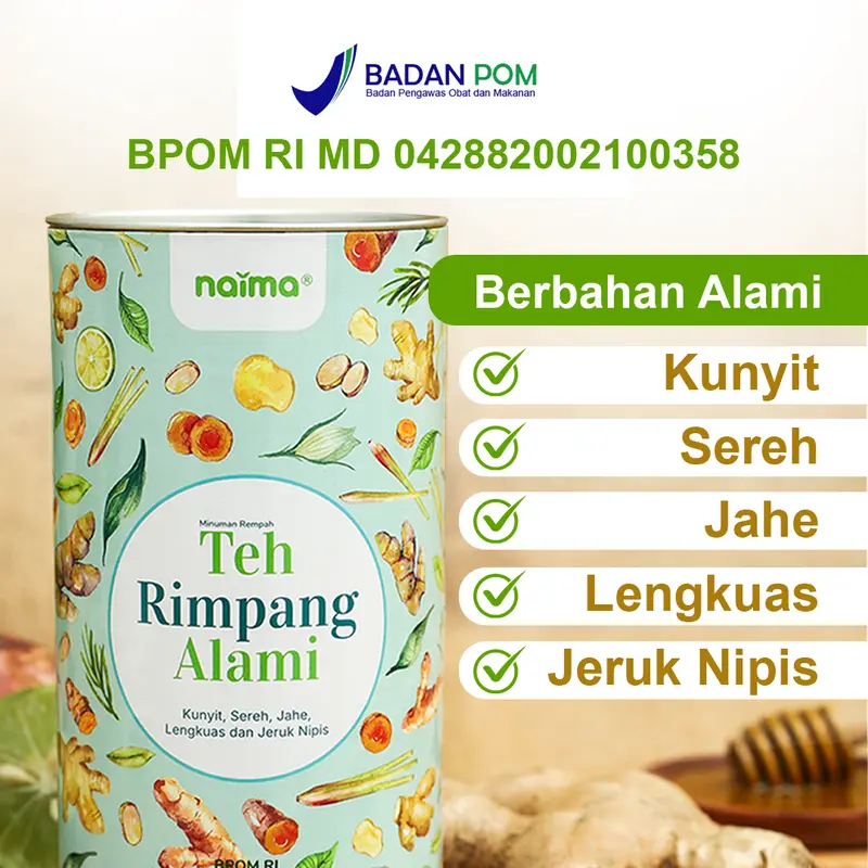 Teh Rimpang Alami ala zaidul akbar - HALAL BPOM - Kunyit, Sereh, Jahe, Lengkuas, Jeruk Nipis Air Kuning Minuman Tea 1