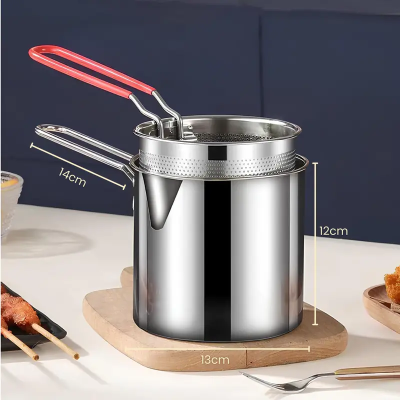 [GRATIS TATAKAN] Funnycook 4 in 1 Mini Deep Fryer Panci Penggorengan Kentang Saringan Minyak dan Capitan Makanan Multifungsi Kitchenware 5