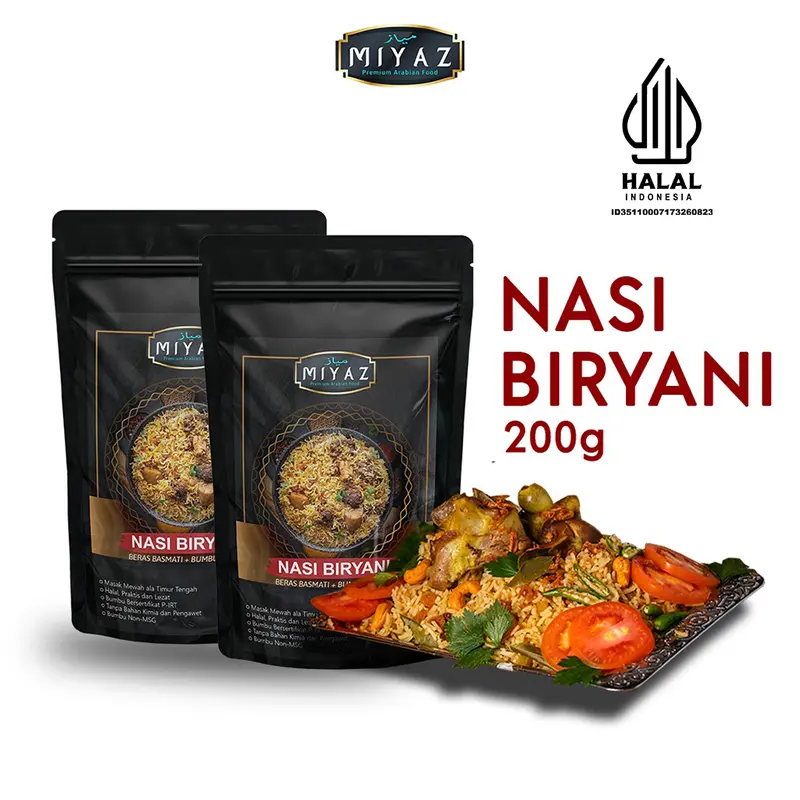 Paket Beras Basmati Miyaz 200gr Bumbu Rempah Nasi Kebuli, Briyani, Mandhi, Bukhari, Kabsa Instan Sehat 1