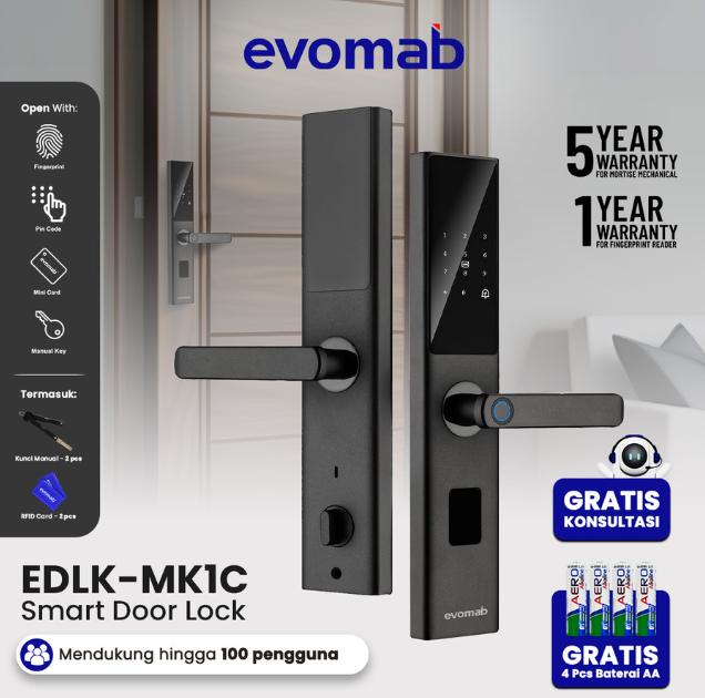 Gambar evomab Smart Door Lock Kunci Pintu Digital Fingerprint Kartu EDLK-MK1C dari evomab Kota Administrasi Jakarta Barat Tokopedia