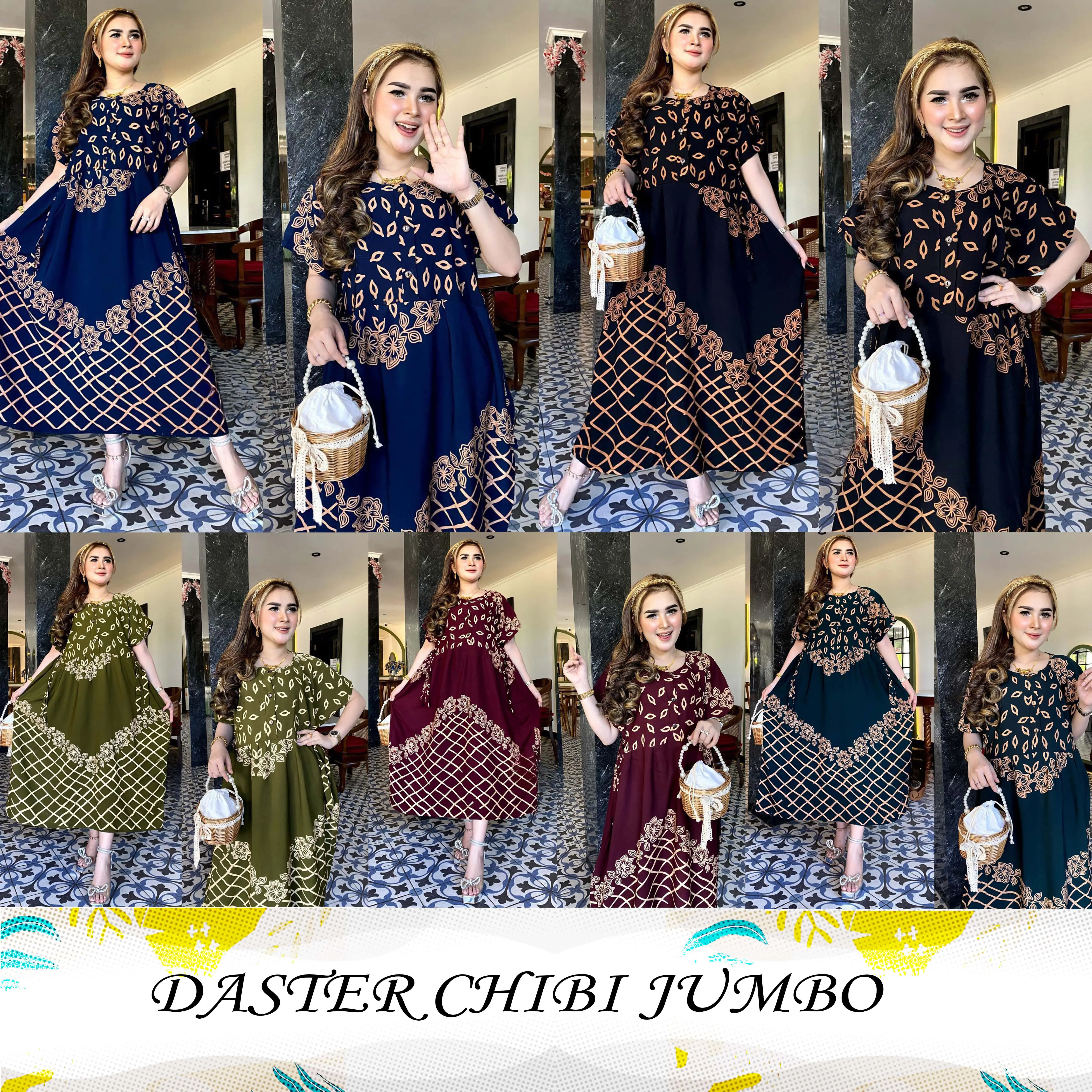 READY STOK ️️ DASTER CHIBI JUMBO  BAHAN RAYON TEBAL LD 120 PB 118 BUSUI FRENDLY TALI SAMPING CHIBI BAWAH LEBAR