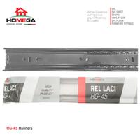Gambar HOMEGA HG 45 Rel Laci Double Track Full Extension Non Slow Motion Non Soft Close - Ukuran 25 30 35 40 45 50 55 cm - 1 Pasang (2pcs) - 25 cm dari Homega Indonesia Kota Administrasi Jakarta Barat 3 Tokopedia
