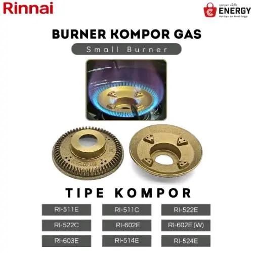 burner rinnai atau burner kompor gas rinnai 7cm-7.3cm untuk tipe ri522c, ri522e, ri522ce, ri602e, ri602w