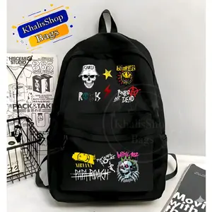 KhalisShop-Tas Ransel distro fashion  Backpack  Pria/Wanita Sekolah SD/SMP/SMA/dan fungsional Cowok Cewek sekolah Punggung tas gendong laptop Hitam kece skena