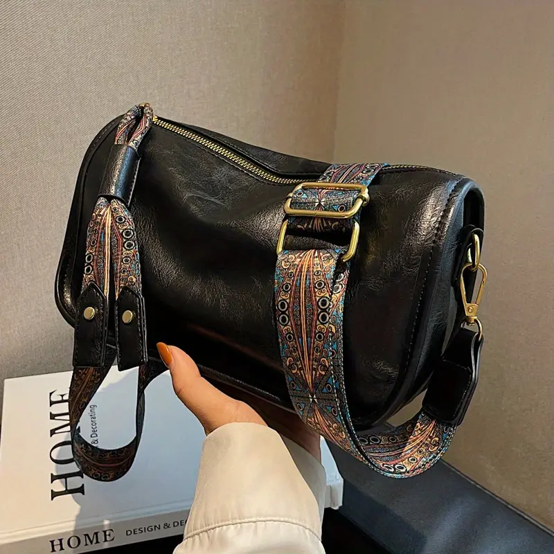 Tas Selempang dan Bahu Wanita NGRHAA COD Tali Webbing Import Kulit Premium Lembut Tebal Hitam