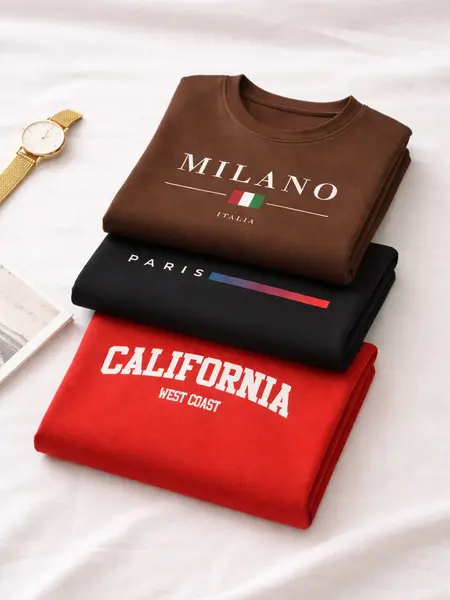 Kit 3 Camisetas Masculina Milano Paris Califórnia 100% Algodão Casual Básica