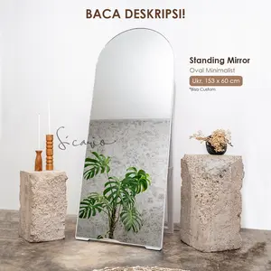 [Gratis Packing Kayu] Standing Mirror Aestethic Oval Minimalis 150x60Cm
